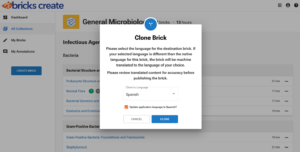 Image of how to clone a brick in a new language using Bricks Create Translate
